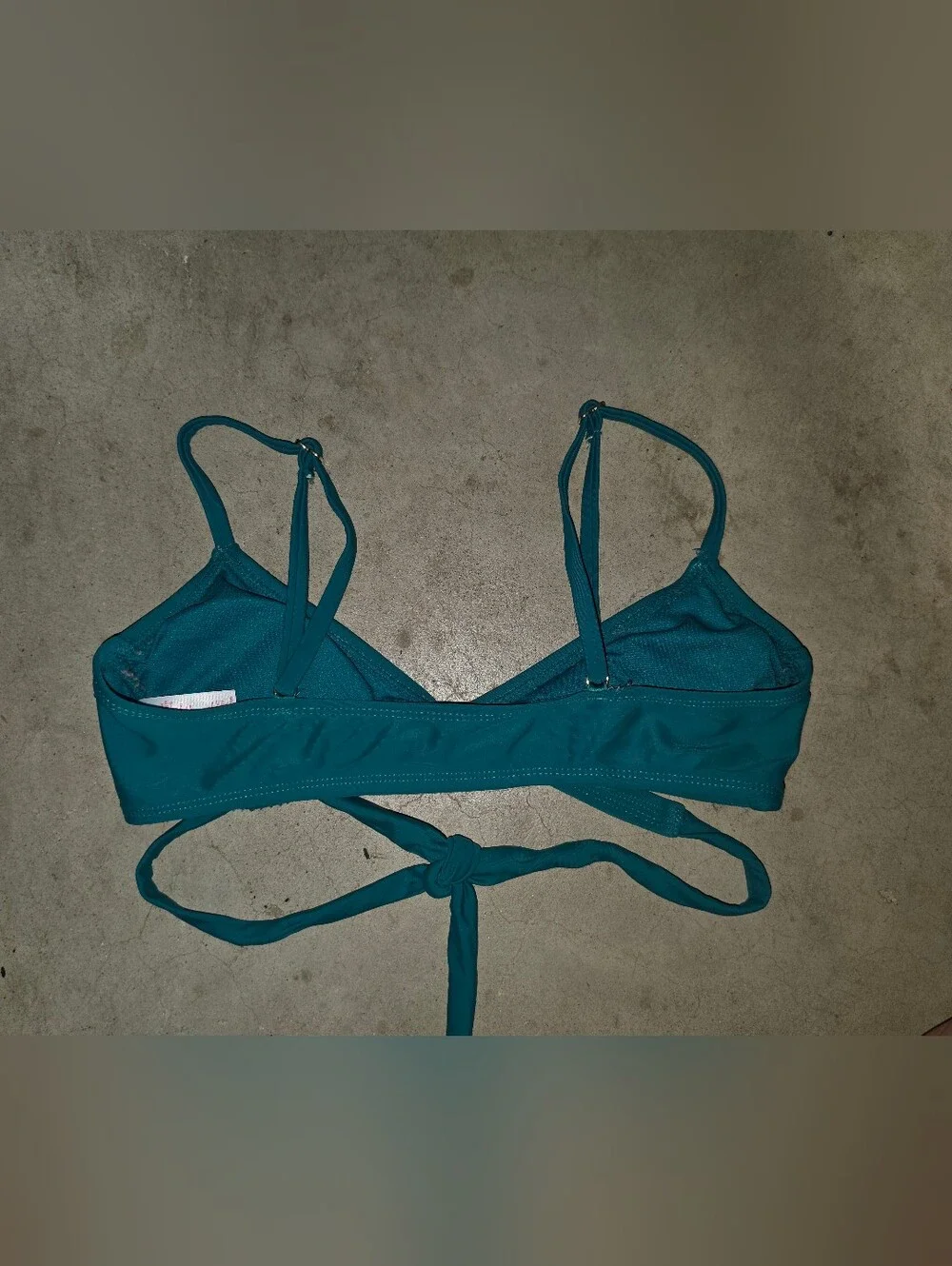 Xhilaration Teal Triangle Swim Top with Tie Straps